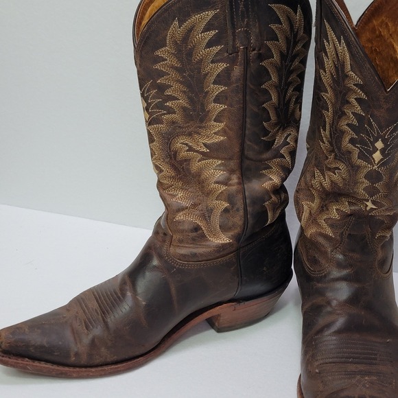 Vintage 90's Tony Lama Cowboy Boots Women's 5 Leather Western Snip Toe USA Made - Picture 8 of 14